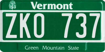 VT license plate ZKO737