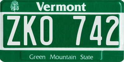 VT license plate ZKO742