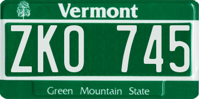 VT license plate ZKO745