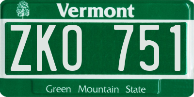 VT license plate ZKO751