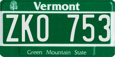 VT license plate ZKO753