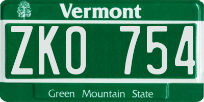 VT license plate ZKO754
