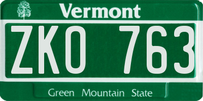 VT license plate ZKO763