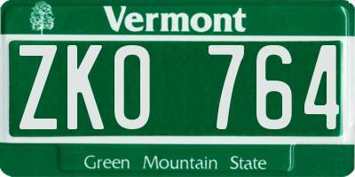 VT license plate ZKO764