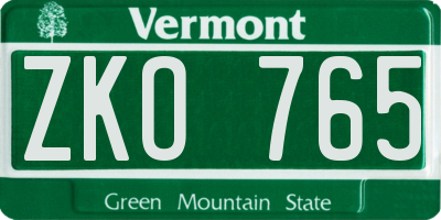 VT license plate ZKO765