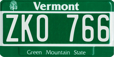 VT license plate ZKO766