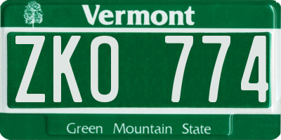 VT license plate ZKO774