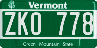 VT license plate ZKO778