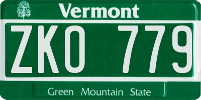 VT license plate ZKO779