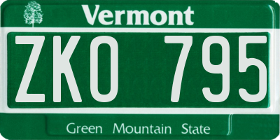 VT license plate ZKO795