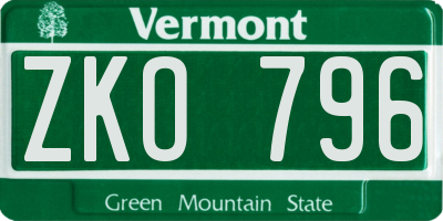 VT license plate ZKO796