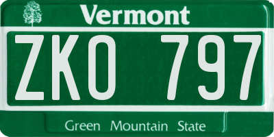 VT license plate ZKO797