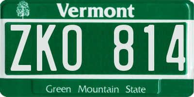 VT license plate ZKO814