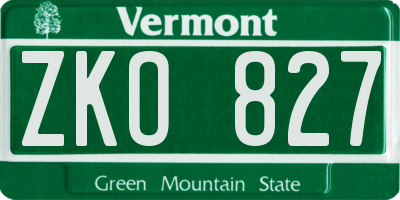 VT license plate ZKO827