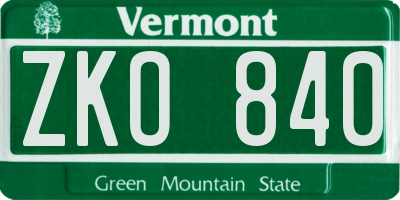 VT license plate ZKO840