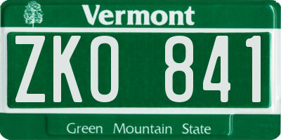 VT license plate ZKO841