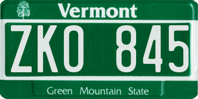 VT license plate ZKO845