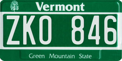 VT license plate ZKO846