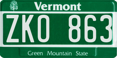 VT license plate ZKO863