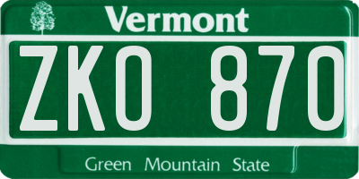 VT license plate ZKO870