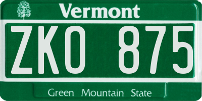 VT license plate ZKO875