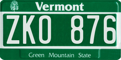 VT license plate ZKO876