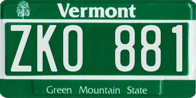 VT license plate ZKO881