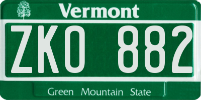 VT license plate ZKO882