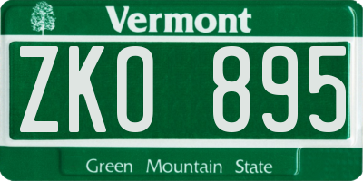 VT license plate ZKO895