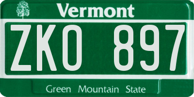 VT license plate ZKO897