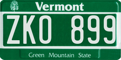 VT license plate ZKO899