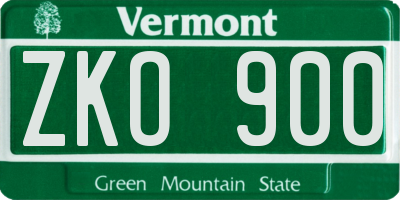 VT license plate ZKO900