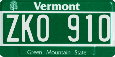 VT license plate ZKO910