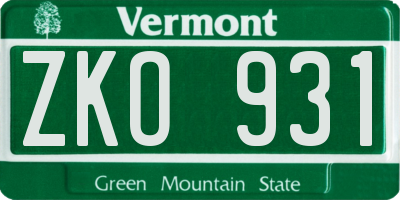 VT license plate ZKO931