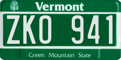 VT license plate ZKO941