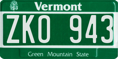 VT license plate ZKO943