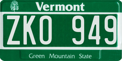 VT license plate ZKO949