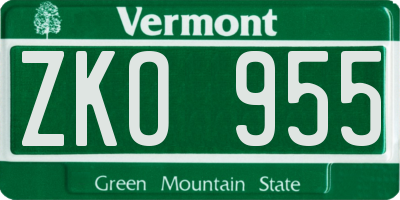 VT license plate ZKO955