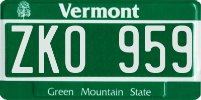 VT license plate ZKO959