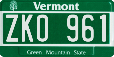 VT license plate ZKO961