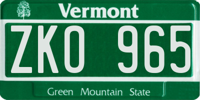 VT license plate ZKO965