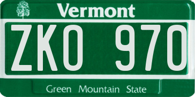 VT license plate ZKO970