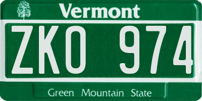 VT license plate ZKO974