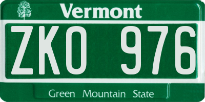 VT license plate ZKO976