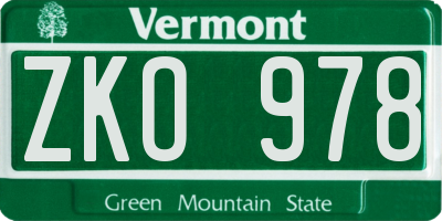 VT license plate ZKO978