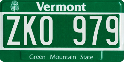 VT license plate ZKO979
