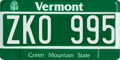 VT license plate ZKO995