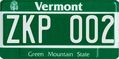 VT license plate ZKP002