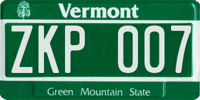 VT license plate ZKP007