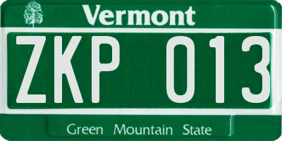 VT license plate ZKP013
